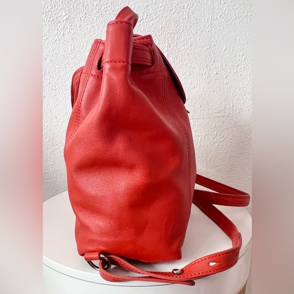 Longchamp Le Pliage Cuir Leather Backpack Terracotta  Dark Orange Red  NWOT - Picture 4 of 16